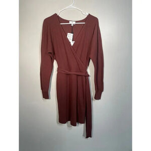 NWT Socialite Ribbed Knit Sweater Dress in Rustic Brown